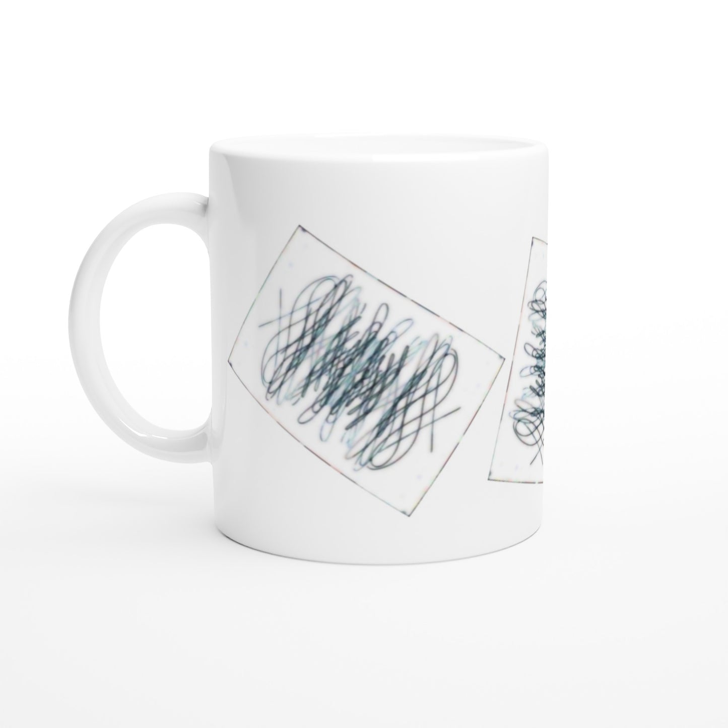 White 11oz Ceramic Mug With Three Card Pattern