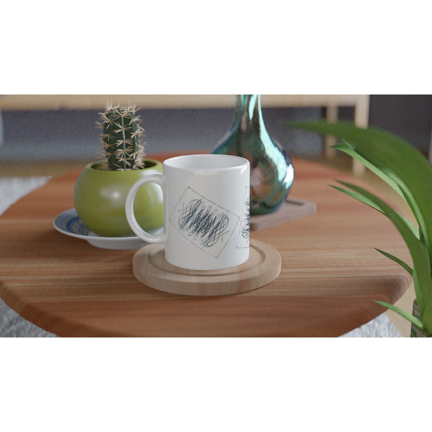 White 11oz Ceramic Mug With Three Card Pattern