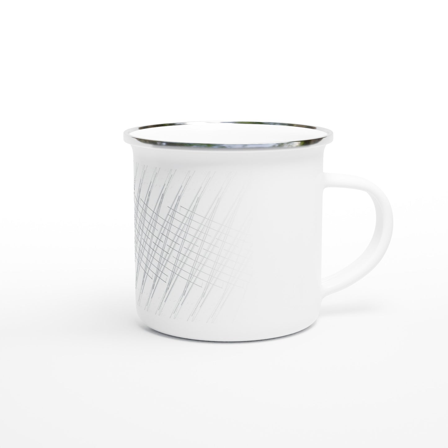 White 12oz Enamel Mug Zig Zag