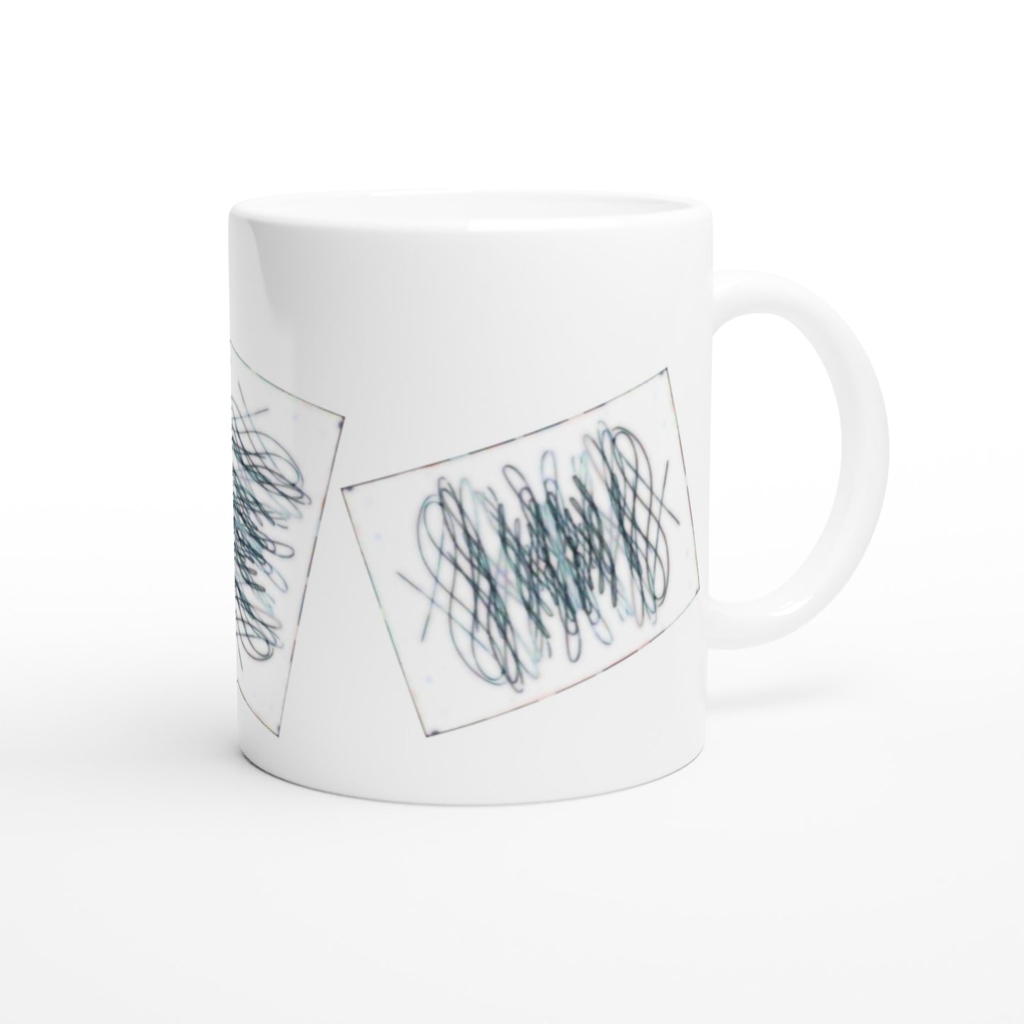 White 11oz Ceramic Mug With Three Card Pattern