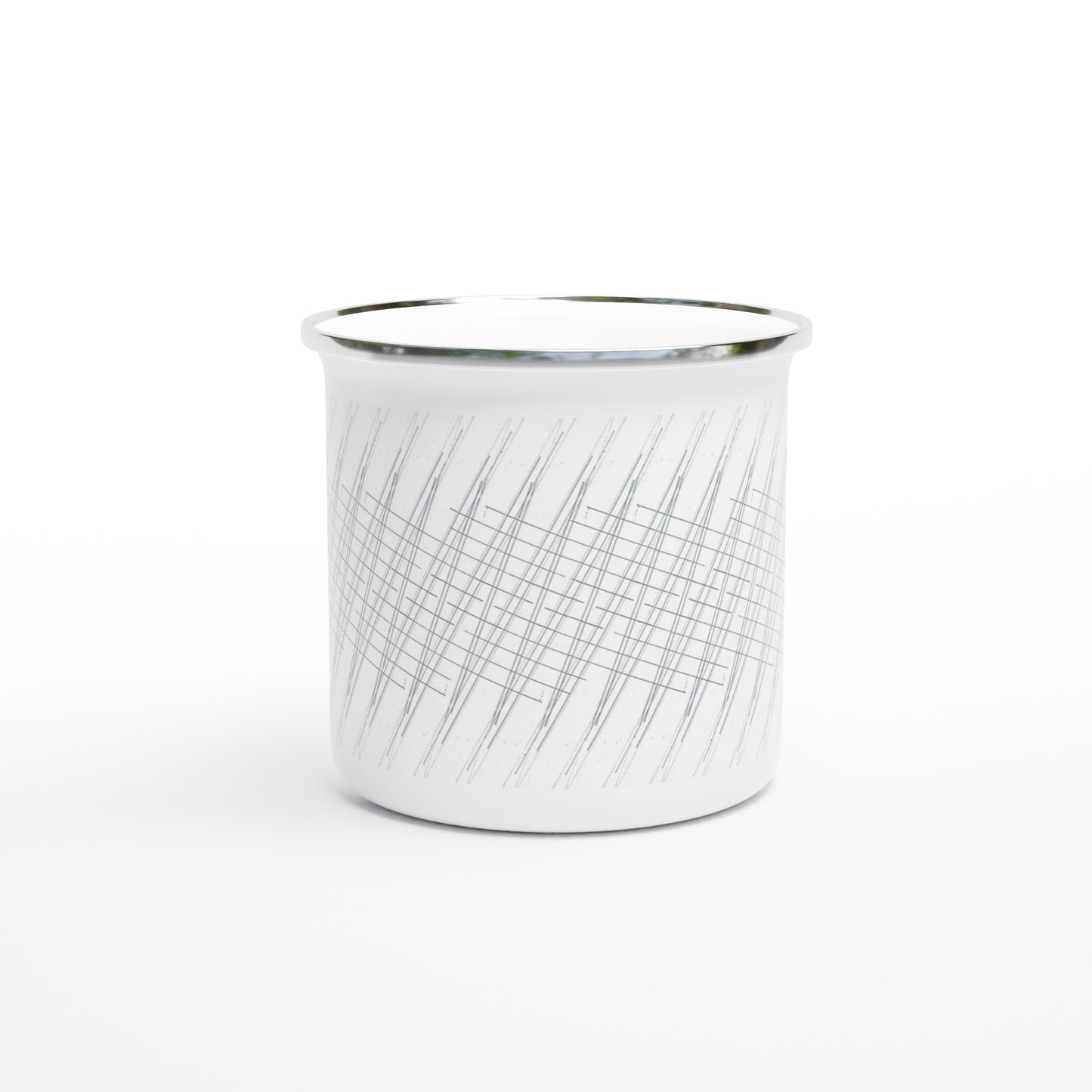 White 12oz Enamel Mug Zig Zag