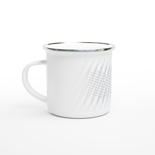 White 12oz Enamel Mug Zig Zag