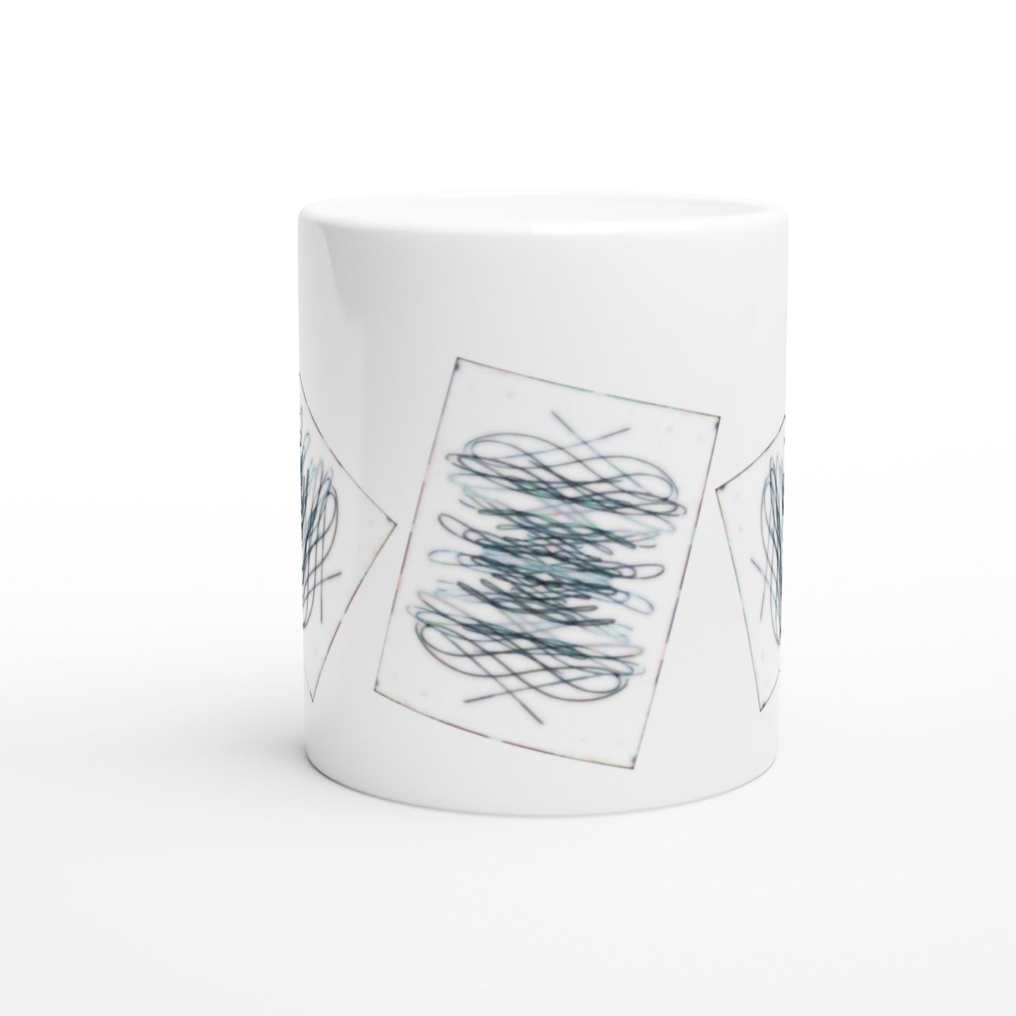 White 11oz Ceramic Mug With Three Card Pattern